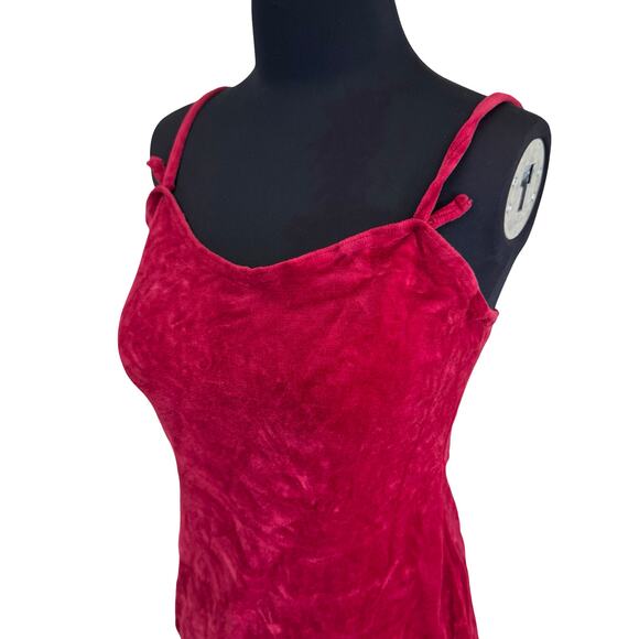 Vintage Red Velvet Mini Dress – Paris Blues 80s Spaghetti Strap Bodycon - Picture 1 of 16